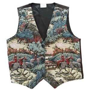 Vintage Clairbots Western Equestrian Tapestry Vest Size Men's Small UNISEX